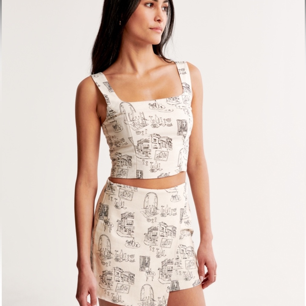 Abercrombie- Linen Blend Wrap Skort & Top